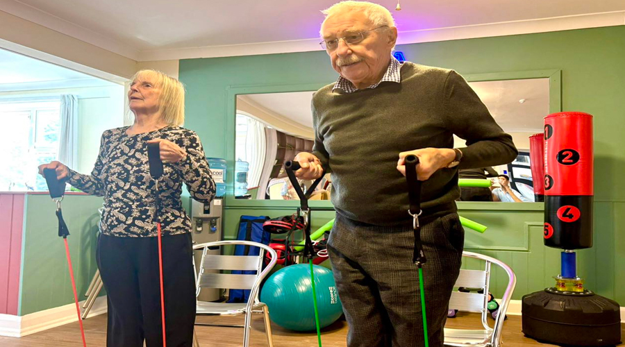 Resistance Band Exercise Session at a Care Home